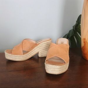 Zara leather wedge sandals 100% new